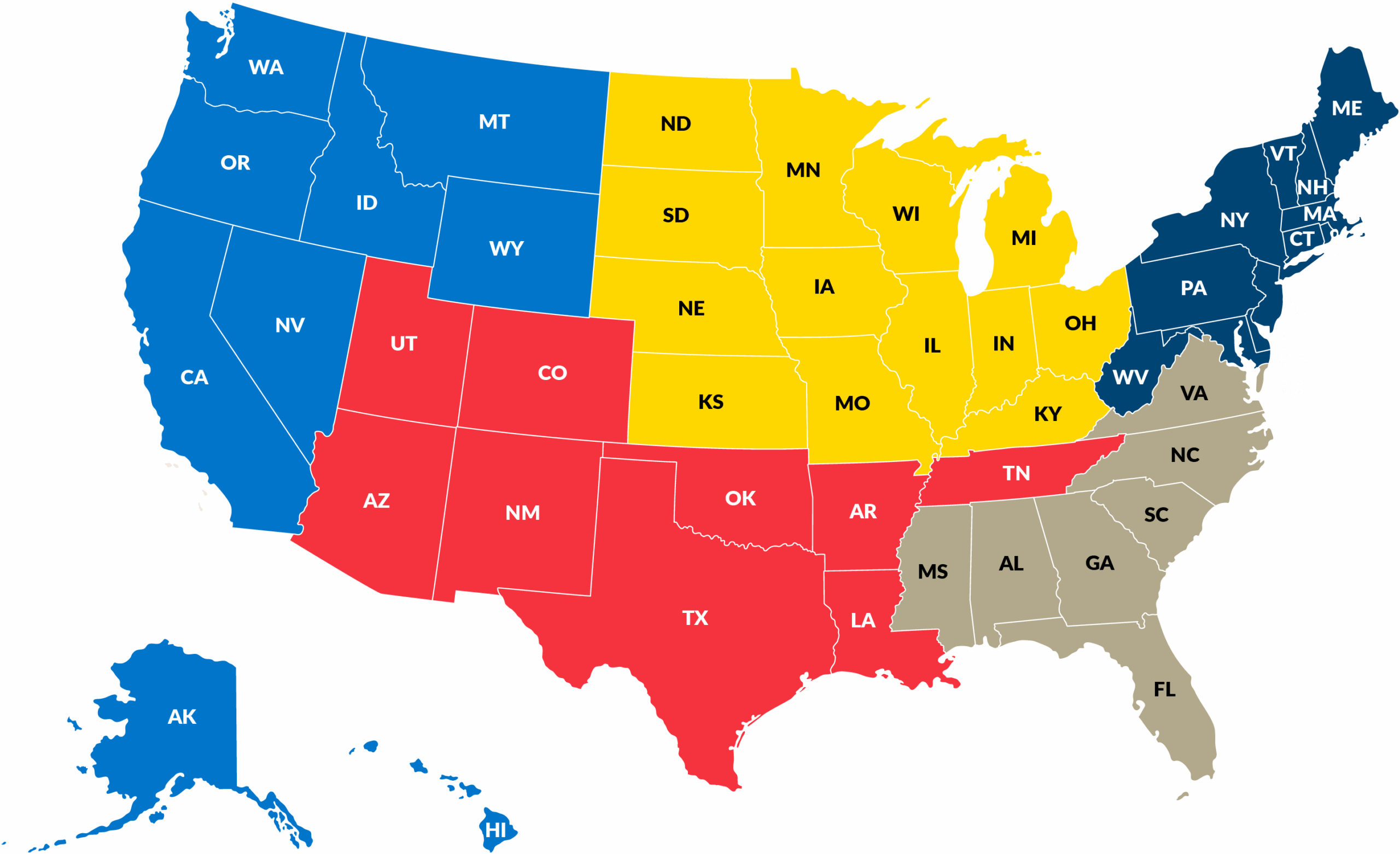 Broker-Dealer Territory Map on Dk Bkgd
