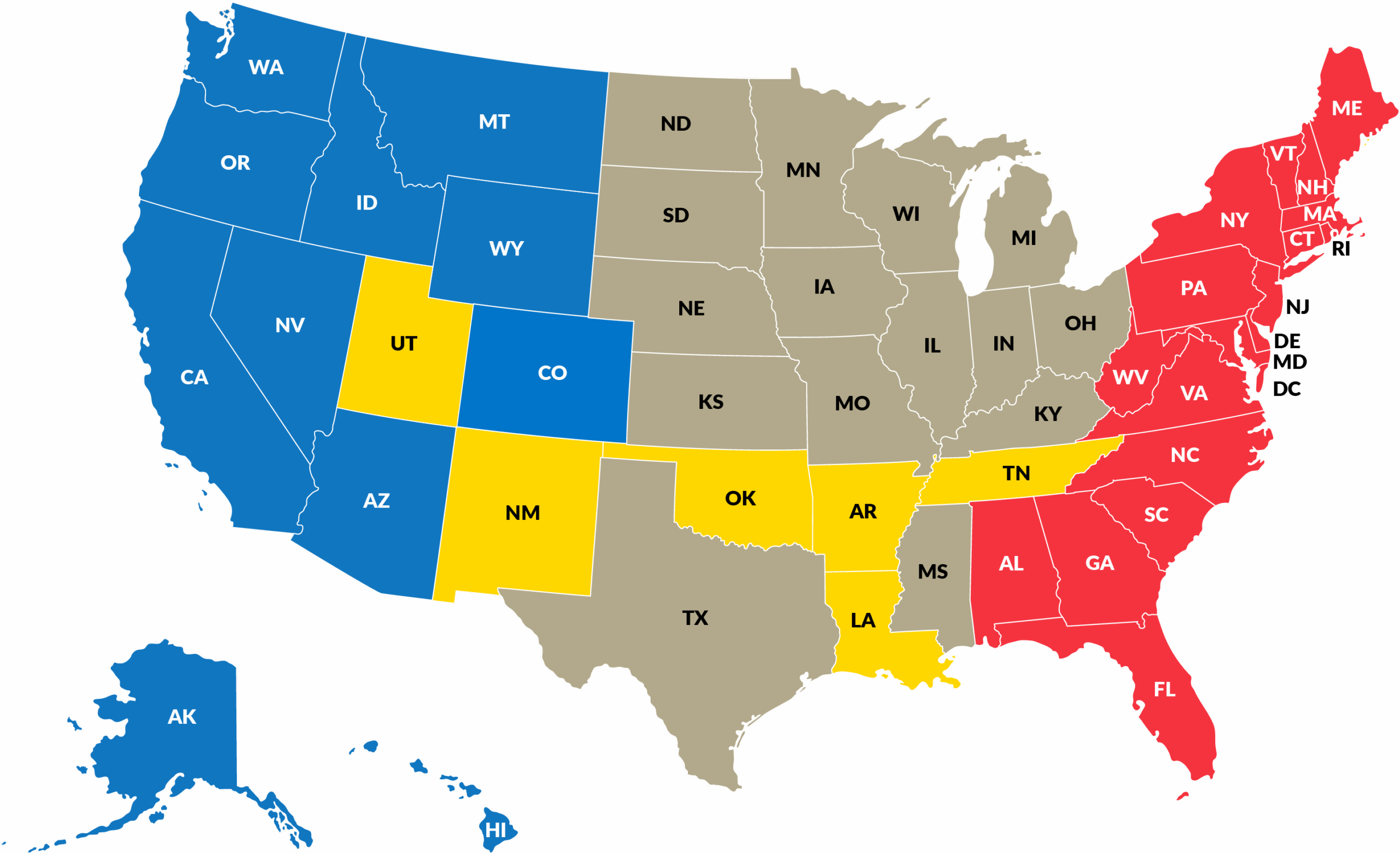 Registered Investment Advisor Territory Map on Lt Bkgd